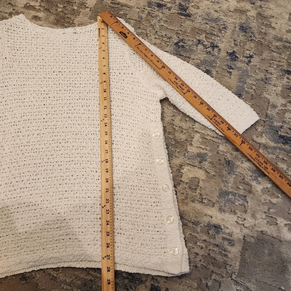 J. Jill button side open knit white tunic top. Women's size Large Petite. - Picture 12 of 13